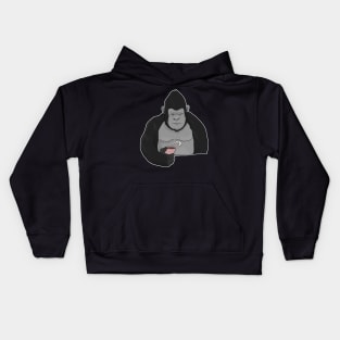 Grumpy Gorilla Ape with Coffee Morning Grouch Kids Hoodie